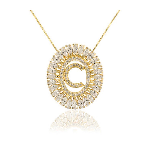 Gold Plated Initial Mandala Necklace
