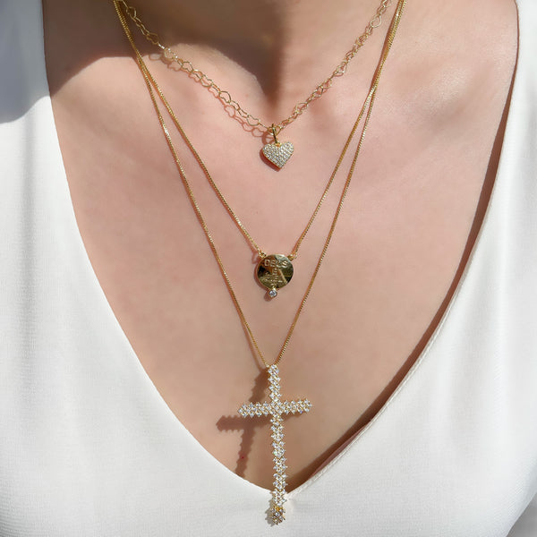 Malleable Cross Necklace with Zirconia